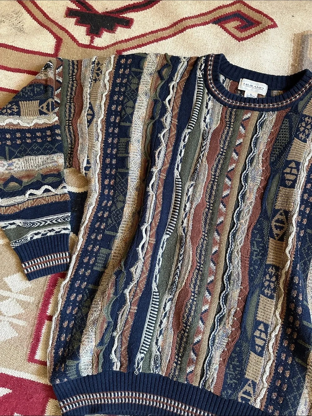 Vintage Murano Coogi Style Sweater Multicolor 90s Size XL